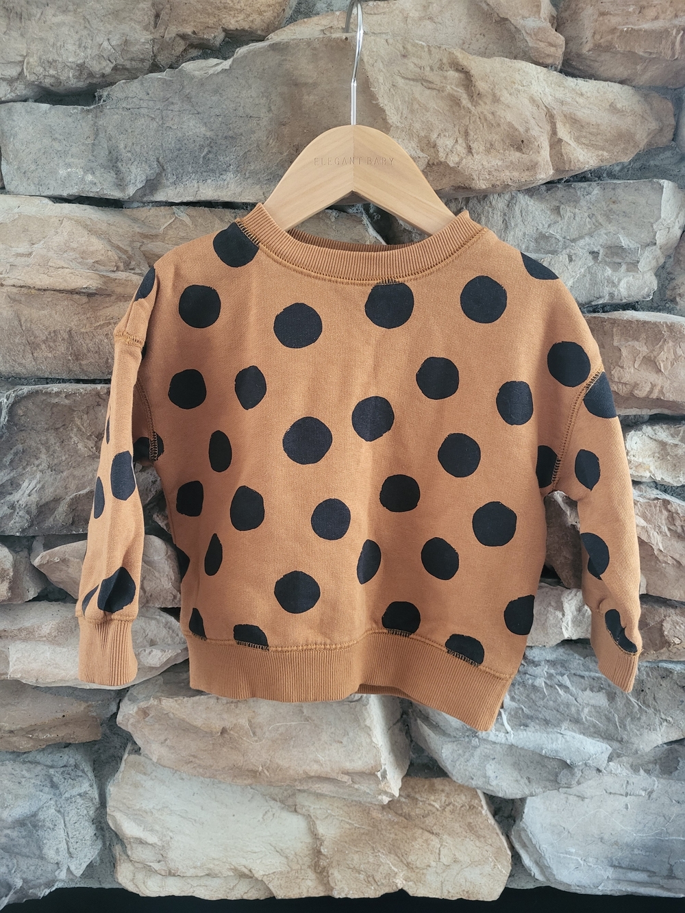 Brown Polka Dot Crewneck Sweatshirt NWOT French Fashion
